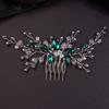 Teyglen Simple Green Crystal Rhinestone Pearl Bridal Hair Comb - Wedding Hair Accessory for Women view 3