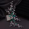 Teyglen Simple Green Crystal Rhinestone Pearl Bridal Hair Comb - Wedding Hair Accessory for Women view 4