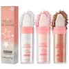 Kayswang Body Glitter Powder Stick Face highlights Shimmer Face and Body Highlighter Powder with Sponge Head, Magic Colour Shiner Powder for Face Body, Arms, Collarbones and Leg (3PC) view 1