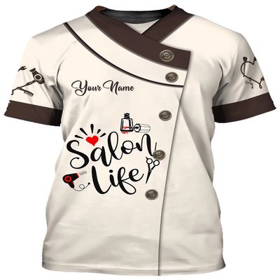 Personalized Hair Stylist 3D Shirt, Hair Stylist Tee, Fashion Custom Hair Uniform Hairdresser Shirt, Salon Gift, Custom Name, Gift for Birthday, 8