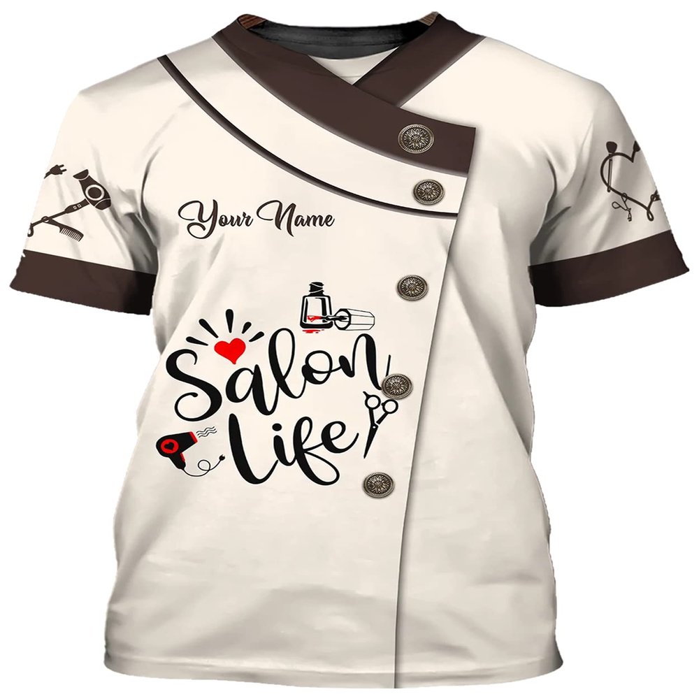 Personalized Hair Stylist 3D Shirt, Hair Stylist Tee, Fashion Custom Hair Uniform Hairdresser Shirt, Salon Gift, Custom Name, Gift for Birthday, 8