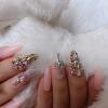 ZYBUXY 24Pcs Luxury 3D Nude Rhinestones Press on False Nails Medium Stiletto Salon DIY Manicure Reusable Fake Acrylic Nail Art Tips view 3