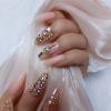 ZYBUXY 24Pcs Luxury 3D Nude Rhinestones Press on False Nails Medium Stiletto Salon DIY Manicure Reusable Fake Acrylic Nail Art Tips view 4