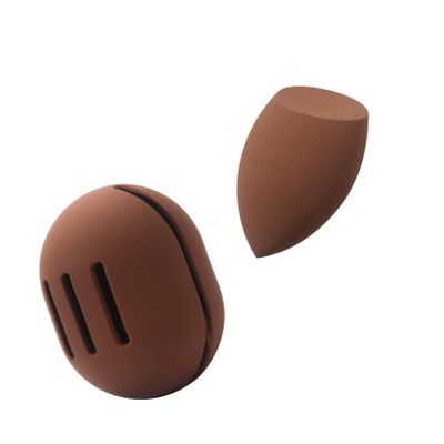 FERYES Makeup Sponge Holder with Makeup Sponge Eco-Friendly Silicone Beauty Make Up Blender Case and Dry & Wet Use Foundation Sponge for Travel