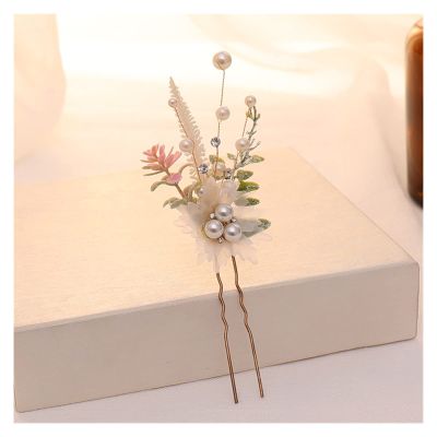 FHBWQY Women's 1PCS Hairpin Headdress Wedding Hair Jewelry Crystal Pearl for Bride's Hair Hairpin