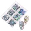 Rwoora DIY Nail Ornament Porcelain White Champagne 6 Grid Mixed Color Nail Stick Drill view 1