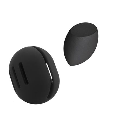 FERYES Makeup Sponge Holder with Makeup Sponge Eco-Friendly Silicone Beauty Make Up Blender Case and Dry & Wet Use Foundation Sponge for Travel