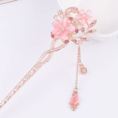 FHBWQY Vintage Tassel Hair Clip Metal Chinese Chopsticks Rhinestone Hair Clip Women's Headwear Step Shake Accessories (Color : D)
