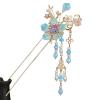 Chinese Style Hair Stick Fork Pendant Step Rocking Blue Flower Pearl Headdress Hair Clip Classical Hairpin Lady view 1