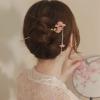 FHBWQY New Women's Elegant Peach Blossom Hairpin Step Back Shaking Alloy Tassel Clip Fashion Classic Hairpin Hair Ornament (Color : 1) view 3