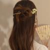 FHBWQY New Women's Elegant Peach Blossom Hairpin Step Back Shaking Alloy Tassel Clip Fashion Classic Hairpin Hair Ornament (Color : 1) view 4