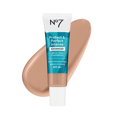 No7 Protect & Perfect Advanced All in One Foundation - Cool Beige - Age Defying Foundation Makeup with SPF 50 - Makeup Base Cream Helps to Reduces Redness & Blurs Visible Pores (30ml)