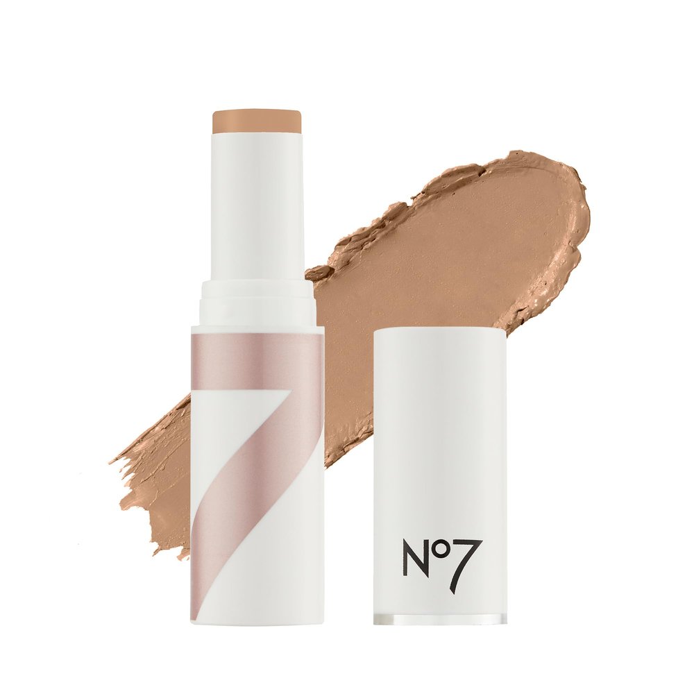 No7 Stay Perfect Foundation Stick - Long-Wear Cream Foundation with Medium, Buildable Coverage - Enriched with Squalene for a Hydrating, Non-Drying & Dewy Finish - Latte (10g)
