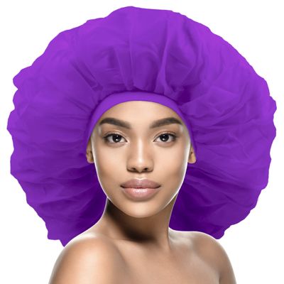 DONNA Argan & Black Castor Treatment Caps Day & Night Cap Sleep Cap Hair Sleep Shower Cap Bonnet satin Bonnet for Sleeping Hat Super Jumbo Purple