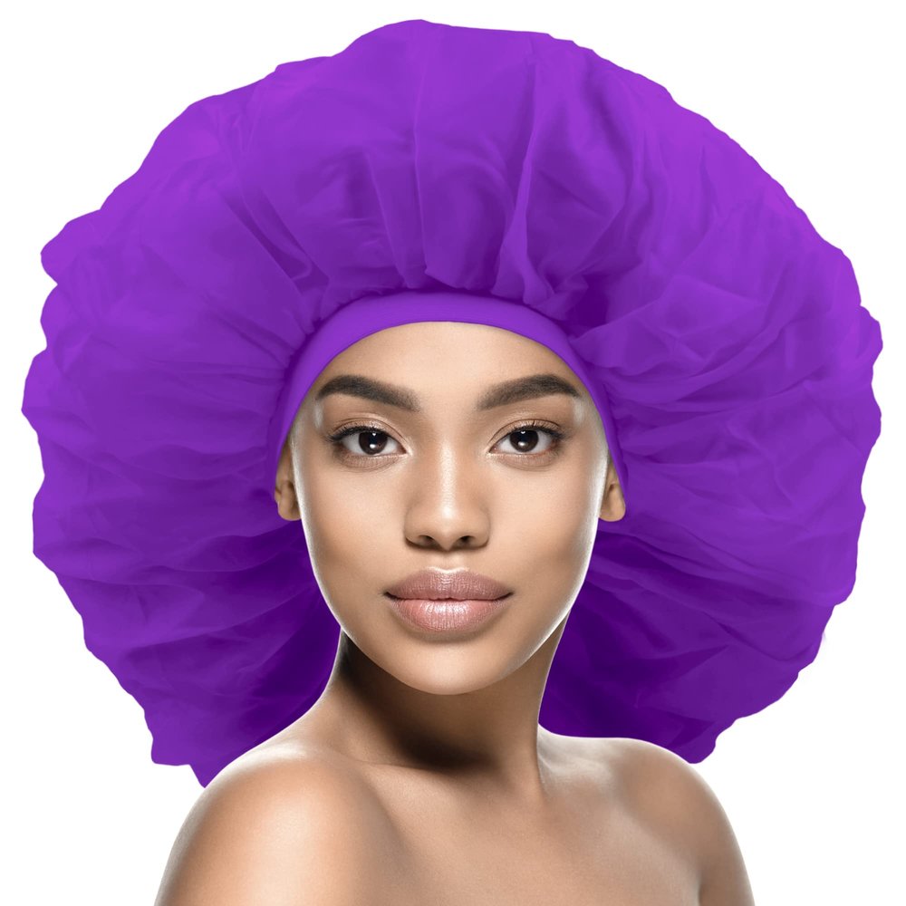 DONNA Argan & Black Castor Treatment Caps Day & Night Cap Sleep Cap Hair Sleep Shower Cap Bonnet satin Bonnet for Sleeping Hat Super Jumbo Purple