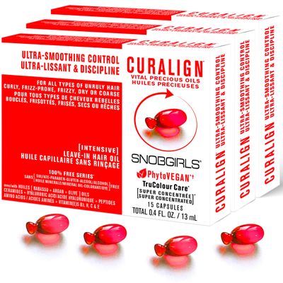 Frizz Control Hair Oil Capsules  SNOBGIRLS CURALIGN  Vegan Leave-In Serum for Frizz-Prone, Coarse or Curly Hair  With Argan Oil, Babassu & Ceramides  Humidity Defense & Shine  45 Ct
