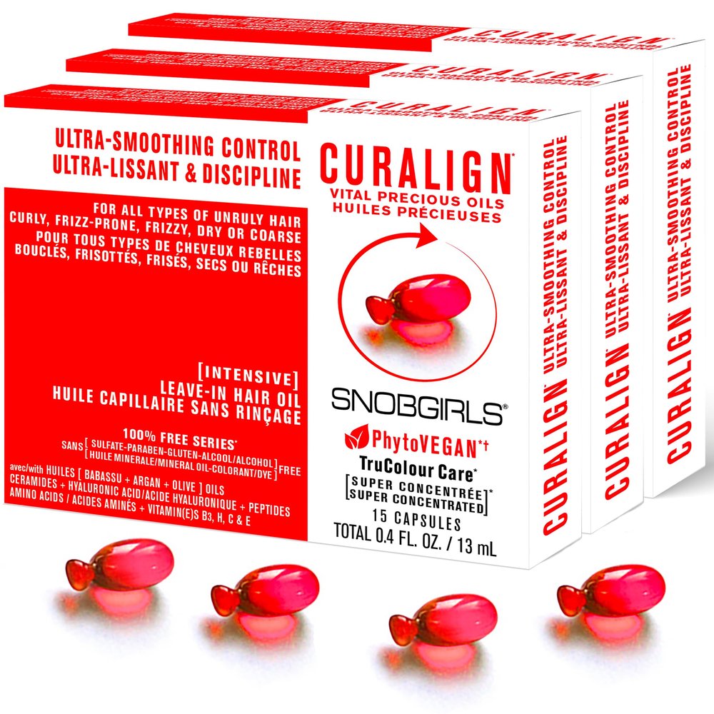Frizz Control Hair Oil Capsules  SNOBGIRLS CURALIGN  Vegan Leave-In Serum for Frizz-Prone, Coarse or Curly Hair  With Argan Oil, Babassu & Ceramides  Humidity Defense & Shine  45 Ct