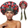 DONNA Large, Extra Large Adjustable Tie Satin Bonnet Sleep Cap 1pc Satin Headband Around Hairline & Nape Area Hair Accessories Night Cap Shower Caps, 1PC LEOPARD PATTERN view 1