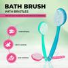 Bistras Bath Brush with Bristles, Bath and Shower Scrubber, Long Handle for Exfoliating Back, Body, and Feet, Blue (2 Pack) view 2