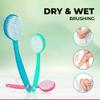Bistras Bath Brush with Bristles, Bath and Shower Scrubber, Long Handle for Exfoliating Back, Body, and Feet, Blue (2 Pack) view 3
