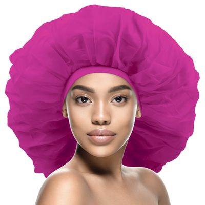 DONNA Argan & Black Castor Treatment Caps Day & Night Cap Sleep Cap Hair Sleep Shower Cap Bonnet satin Bonnet for Sleeping Hat Super Jumbo Hot Pink