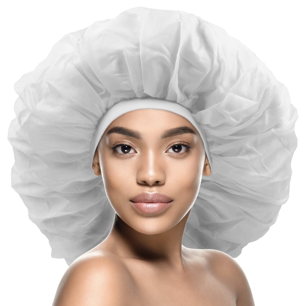 DONNA Argan & Black Castor Treatment Caps Day & Night Cap Sleep Cap Hair Sleep Shower Cap Bonnet satin Bonnet for Sleeping Hat Super Jumbo White