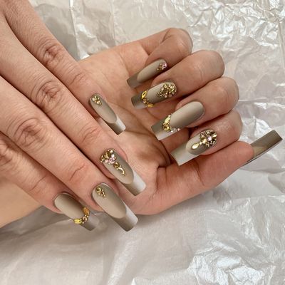 FRUJCDKI handmade real glue series fake nails luxury diamond press-on fake nails long coffin fake nails ballerina glue nails