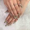 FRUJCDKI handmade real glue series fake nails luxury diamond press-on fake nails long coffin fake nails ballerina glue nails view 3