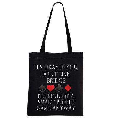 MNIGIU Bridge Canvas Tote Bag - Bridge Lover's Gift Bag - Black