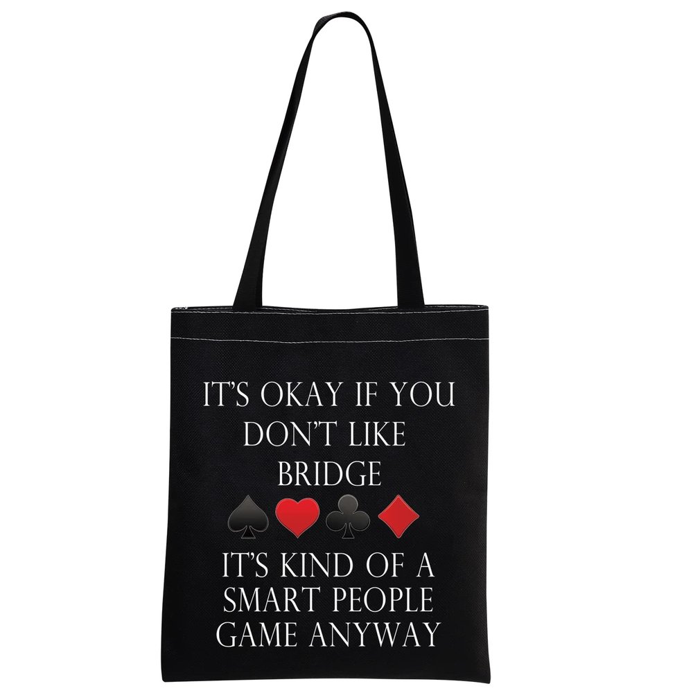 MNIGIU Bridge Canvas Tote Bag - Bridge Lover's Gift Bag - Black