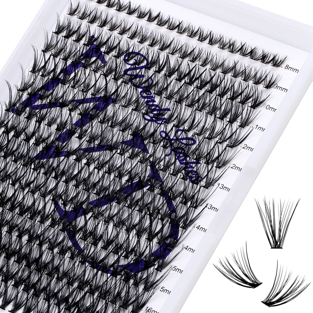 Lash Clusters Individual Lashes 300PCS C/D Curl Eyelash Extensions 0.07mm Thickness Soft Volume Lashes Extension 8-16mm Mixed Length Beginner Use Lashes(300PCS-30D-0.07CC,8-16mm Mixed Tray)
