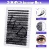 Individual Lashes DIY Eyelash Extension 300PCS Lash Clusters Extensions C/D Curl Comfortable Super Soft Lash Clusters Reusable Wispy Eyelashes Extensions Clusters(300PCS-40D-0.07CC,8-16mm Mixed Tray) view 2