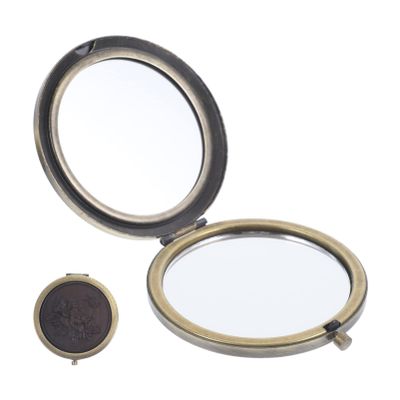 Beavorty Vintage Dual-Sided Portable Makeup Mirror Compact Folding Mirror for Women Elegant Carved Design for Travel Special Occasions for Birthdays Anniversaries