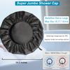 Sheomern 3 Pcs Super Jumbo Adjustable Satin Lined Shower Caps for Long Hair & Braids, Extra Extra Large Shower Cap for Women & Men, XXL Shower Cap with Waterproof Edge for Dreadlocks, Locs (Black) view 2