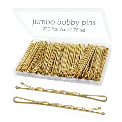 YINGFENG 220pcs Large Gold Bobby Pins for Women, 2.76 Inch Jumbo Hair Pins, Long Hair Clips Bulk with Box, Reusable Non Slip Hairpins Kit, Big Hair clips Great for Thick Hair
