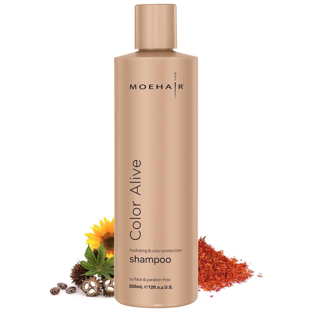 MOEHAIR Color Alive Shampoo, 12 Fl. Oz | Shampoo for Color-Treated Hair | Moisturizing & Hydrating Shampoo | Rich in Safflower & Castor Oil | Controls Frizz | Paraben & Sulfate Free