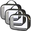 PACKISM TSA Approved Toiletry Bag 3 Medium, Clear Makeup Bags with Handle Large Opening, Toiletry Bags Fit Carry-on Travel Essentials, Quart-sized Travel Bags for Toiletries, Black view 1