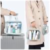 PACKISM Clear Toiletry Bags 1 Extra Large 1 Large 1 Medium - 3 Pack Makeup Bags with Handle, 180 Large Opening, Waterproof Cosmetic Bags for Travel Essentials, Grayish Blue view 3