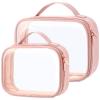PACKISM Clear Makeup Bag 1 Large 1 Medium - 2 Pack TSA Approved Toiletry Bag - 180 Large Opening Clear Makeup Bags with Handle, Toiletry Bags for Traveling Travel Essentials, Rose Pink view 1
