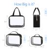 PACKISM Clear Toiletry Bags 1 Extra Large 1 Large 1 Medium- 3 Pack Clear Makeup Bags with Handle Large Opening, Waterproof Cosmetic Bags Fit Carry-on Travel Essentials, Travel Bags, Black view 2