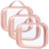 PACKISM TSA Approved Toiletry Bag 3 Medium, Clear Makeup Bags with Handle Large Opening, Clear Toiletry Bags Fit Carry-on Travel Essentials, Quart-sized Travel Bags for Toiletries, Rose Pink view 1