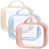 PACKISM TSA Approved Toiletry Bag 3 Medium, Clear Makeup Bags with Handle Large Opening, Clear Toiletry Bags Fit Carry-on Travel Essentials, Quart-sized Travel Bags for Toiletries, Multicolor view 1