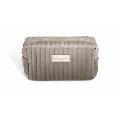 Benevolence LA Plush Velvet Small Makeup Bag for Purse | Cosmetic Pouch, Travel Toiletry Organizer for Women, Quilted Bag for Accessories - Sage