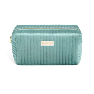 Benevolence LA Large Capacity Travel Cosmetic Bag, Premium Velvet Toiletry Bag for Women, Versatile Use, Cyan