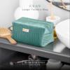 Benevolence LA Large Capacity Travel Cosmetic Bag, Premium Velvet Toiletry Bag for Women, Versatile Use, Cyan view 2