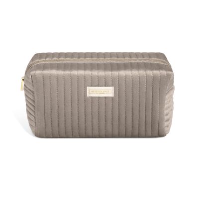 Benevolence LA Plush Velvet Large Makeup Bag for Travel | Cosmetic Pouch, Toiletry Organizer for Women, Large Capacity Bag for Accessories, Quilted Purse - Sage