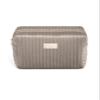 Benevolence LA Plush Velvet Large Makeup Bag for Travel | Cosmetic Pouch, Toiletry Organizer for Women, Large Capacity Bag for Accessories, Quilted Purse - Sage view 1