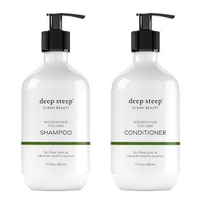 Deep Steep Nourishing Volume Shampoo & Conditioner, 17 oz  Gentle Cleanser with Aloe, Lavender, Kelp, Rice Protein & Glycerin  Sulfate-Free, Vegan, Clean Beauty Hair Care, Soft & Full Hair
