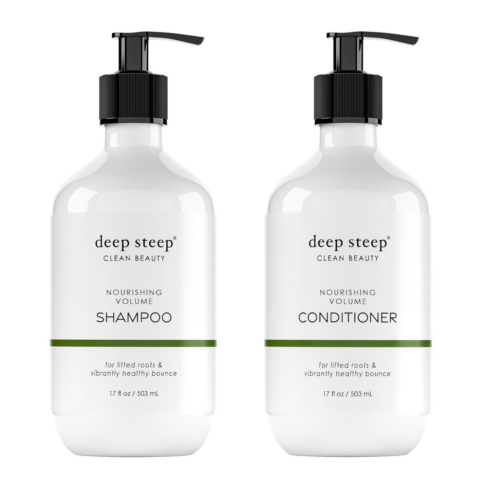 Deep Steep Nourishing Volume Shampoo & Conditioner, 17 oz  Gentle Cleanser with Aloe, Lavender, Kelp, Rice Protein & Glycerin  Sulfate-Free, Vegan, Clean Beauty Hair Care, Soft & Full Hair