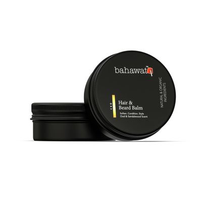 BAHAWAT Beard Balm Oud & Sandalwood - Styles, Strengthens & Softens Beards - Natural Beard Conditioner- ZERO GRIT Balm - reduces beard itch, 2 ounce